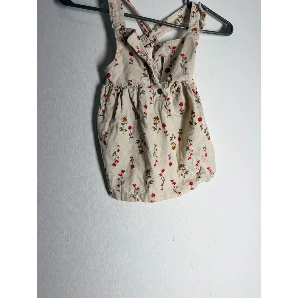 Carter's Child of Mine Baby Girl Floral Corduroy Pinafore Dress Cream 24M